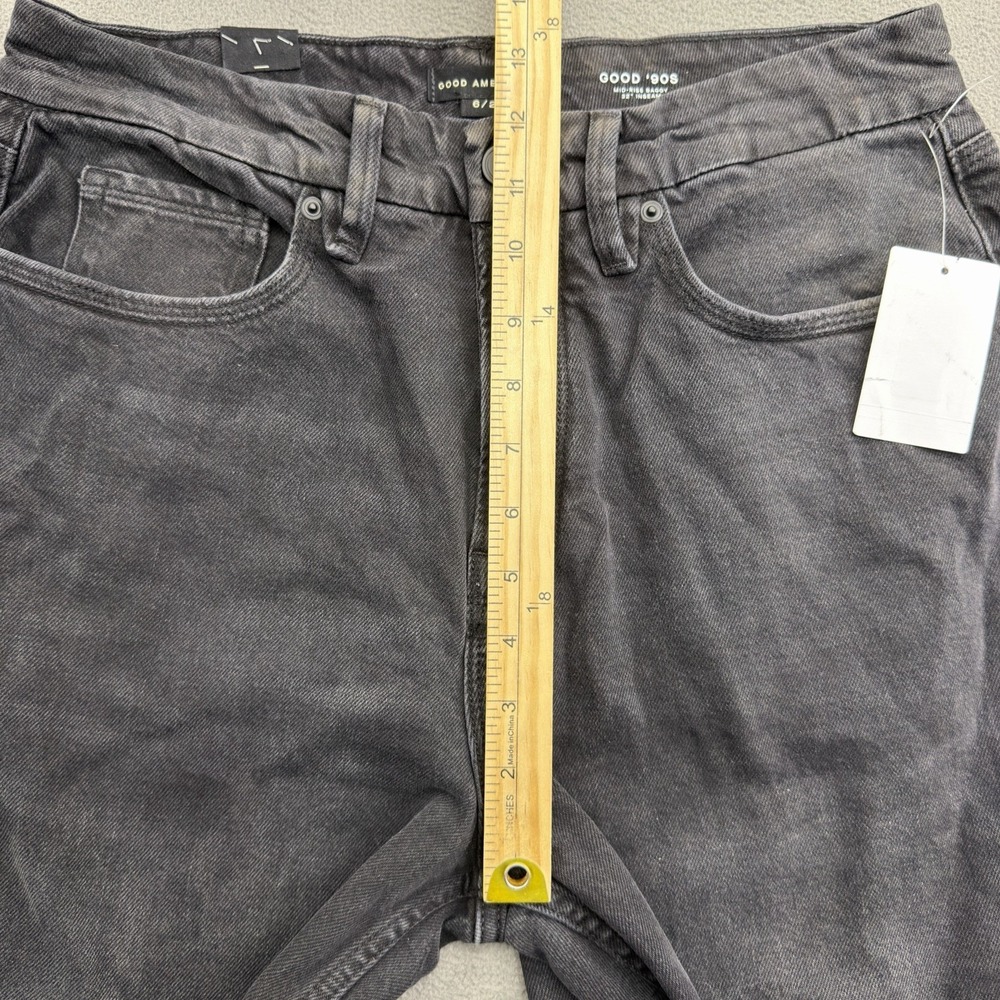 Good American Good 90s Mid Rise Jeans Sz 6 Black Baggy Vintage Inspired NWT 32" - Picture 11 of 16
